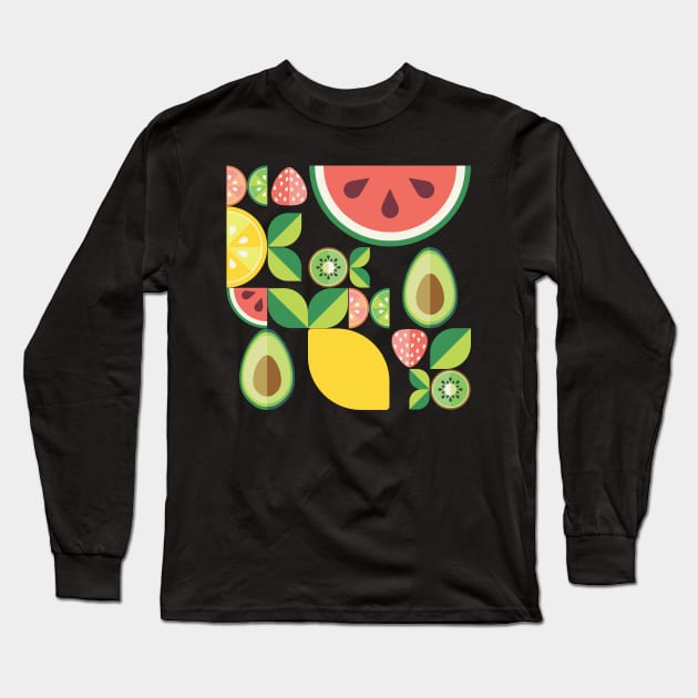 Fruits and leaves pattern Long Sleeve T-Shirt by AnnArtshock